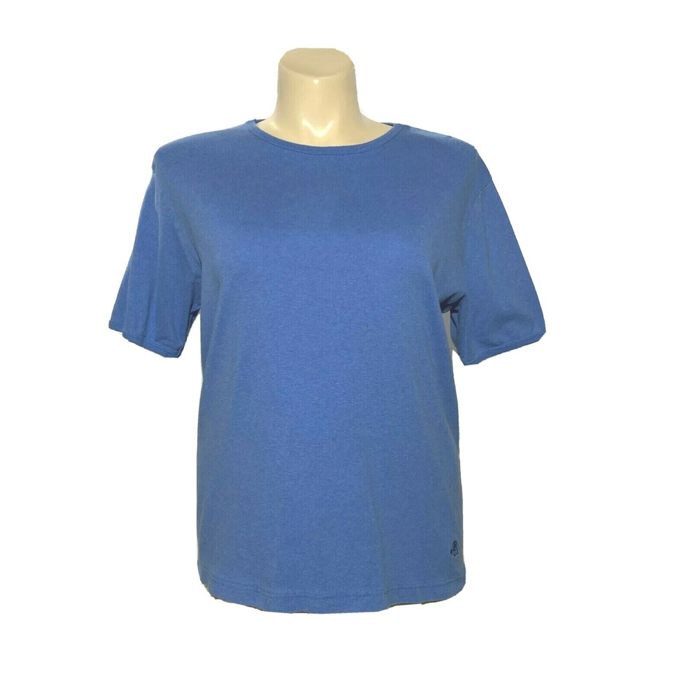 J Peterman Shirt XL Top Tee Blue Short Sl Scoop Ringer T Stretch Casual Comfy
